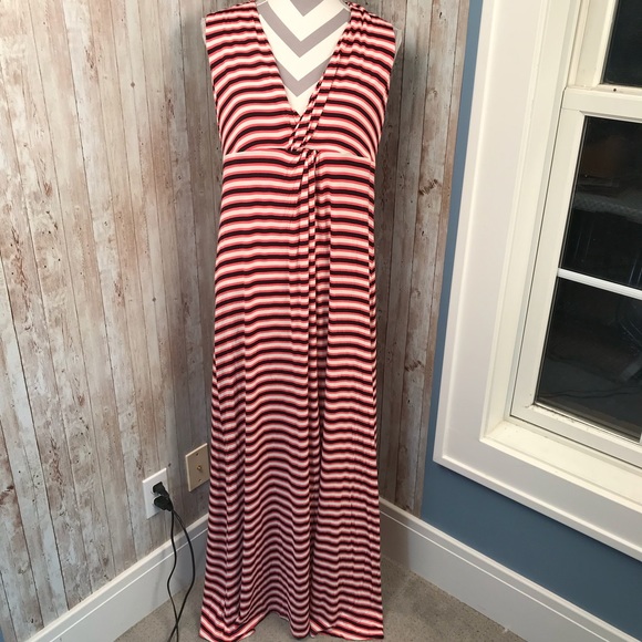 NWT Rachel Zoe knot front striped maxi dress M mat - Picture 3 of 8